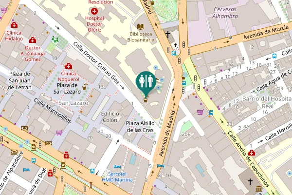 Map showing location of Avenida de Madrid 13 Toilet