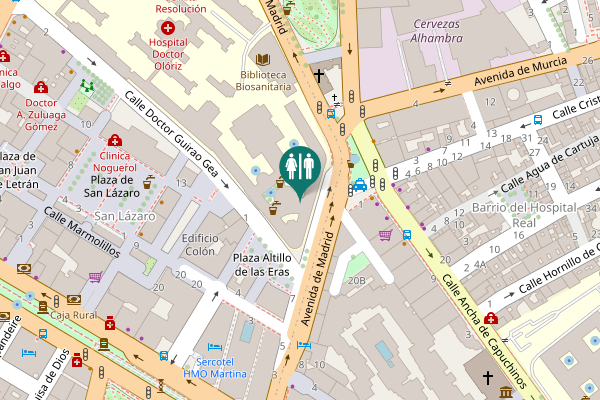 Map showing location of Avenida de Madrid 13 Toilet