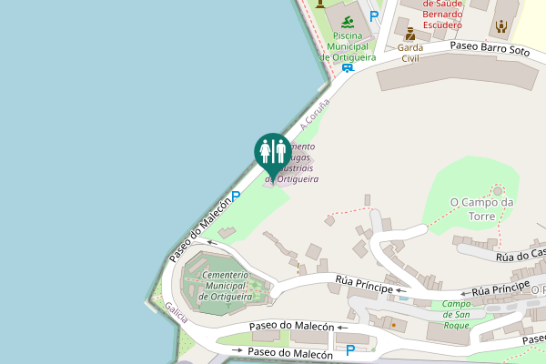 Map showing location of Paseo do Malecón Toilet