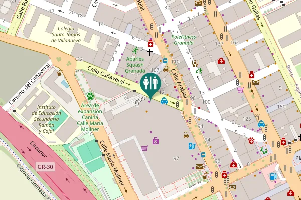 Map showing location of Calle Arabial 97 Toilet