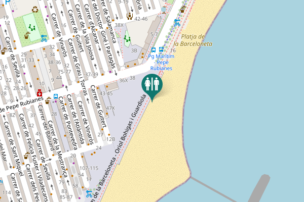Map showing location of Passeig Marítim de la Barceloneta - Oriol Bohigas i Guardiola 102P Toilet