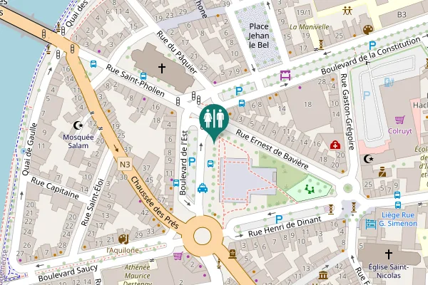 Map showing location of Boulevard de l'Est Toilet