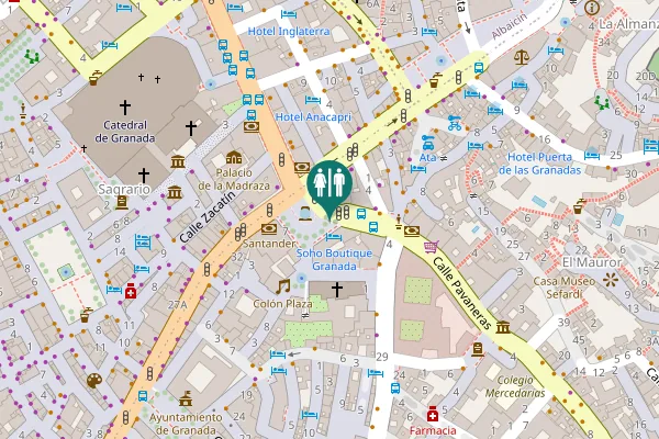 Map showing location of Plaza de Isabel la Católica 5 Toilet