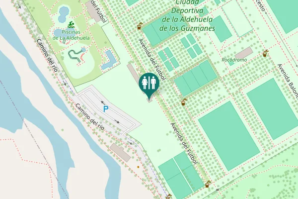 Map showing location of Avenida del Fútbol Toilet