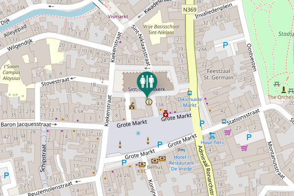 Map showing location of Sint-Niklaasstraat 14 Toilet