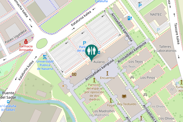 Map showing location of Arrosadiako kampusa Toilet
