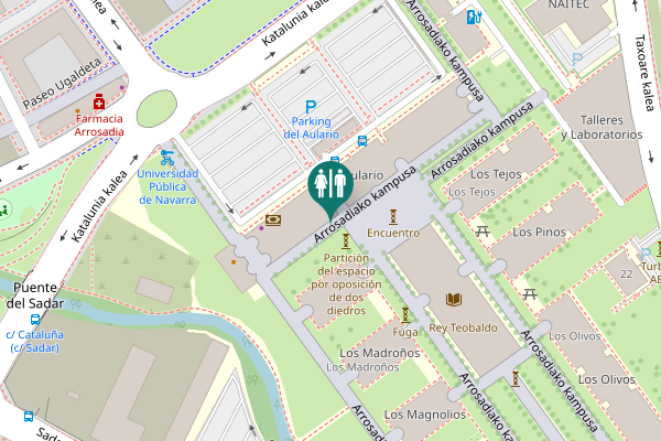 Map showing location of Arrosadiako kampusa Toilet