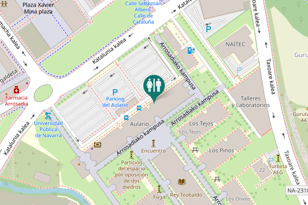 Map showing location of Arrosadiako kampusa Toilet