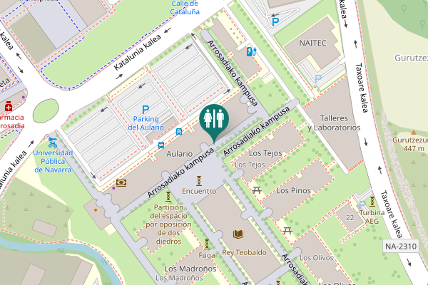 Map showing location of Arrosadiako kampusa Toilet
