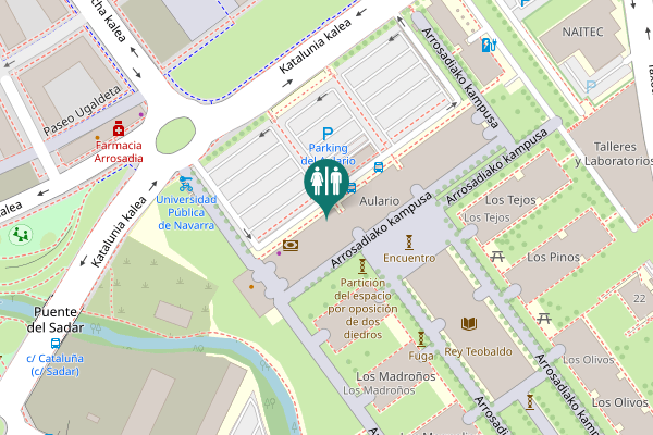 Map showing location of Arrosadiako kampusa Toilet