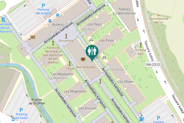 Map showing location of Arrosadiako kampusa Toilet
