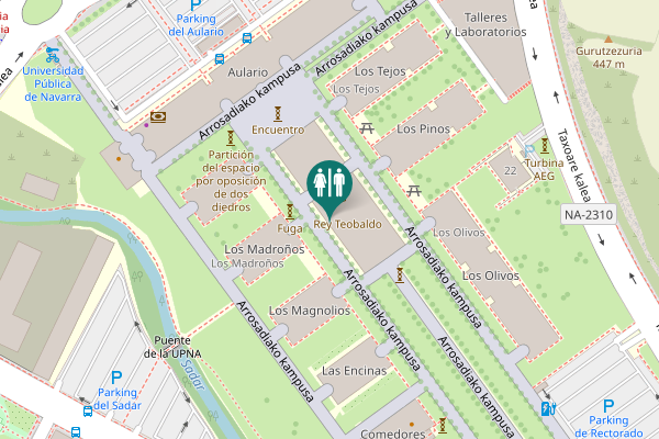 Map showing location of Arrosadiako kampusa Toilet