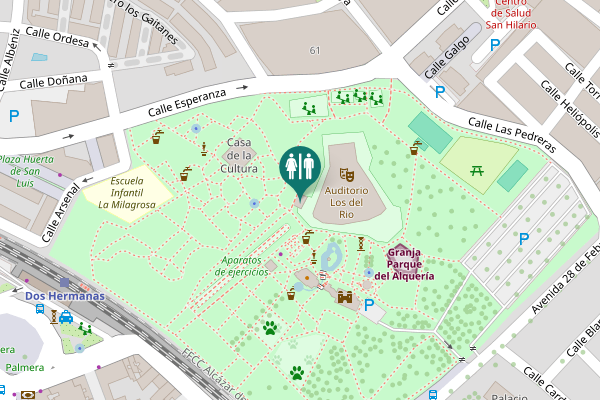 Map showing location of Paseo de los filósofos 2 Toilet