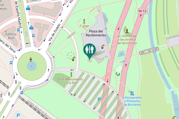 Map showing location of Plaza del Recibimiento Toilet