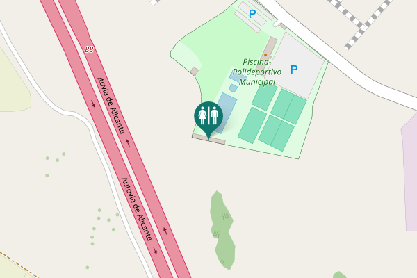 Map showing location of Autovía de Alicante Toilet