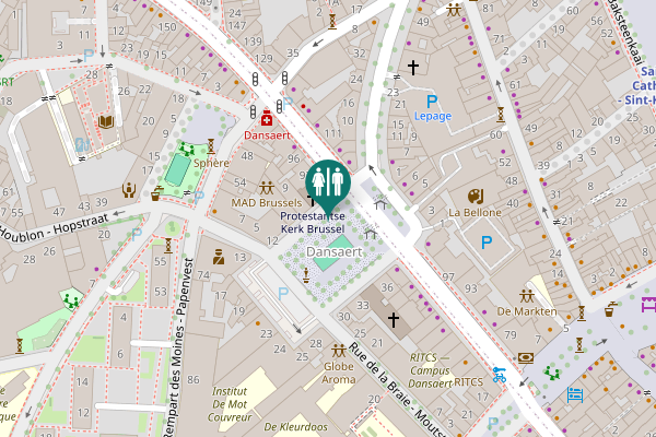 Map showing location of Brussels Toilet