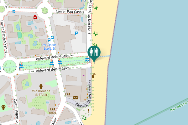 Map showing location of Passeig de les Estrelles Toilet