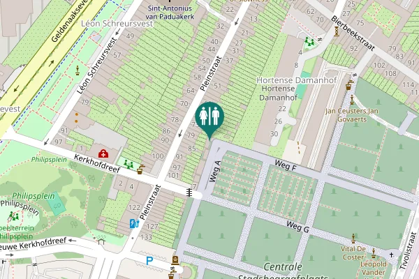 Map showing location of Weg F Toilet