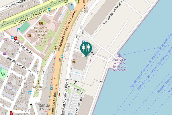 Map showing location of Vía Servicio Muelle de Ribera Toilet