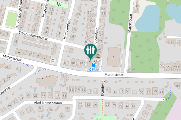 Map showing location of Matenstraat 193 Toilet