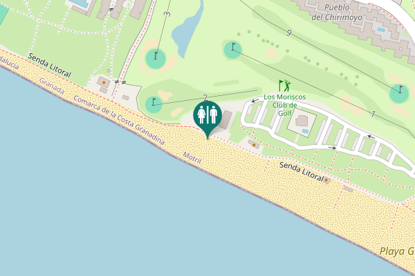 Map showing location of Senda Litoral Toilet