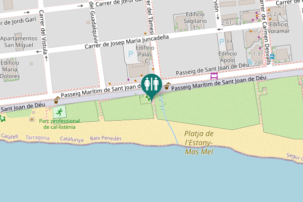 Map showing location of Passeig Marítim de Sant Joan de Déu Toilet