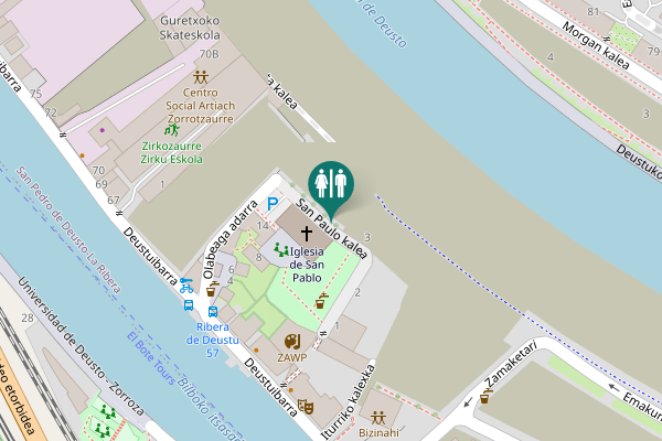 Map showing location of Plaza San Pablo Toilet