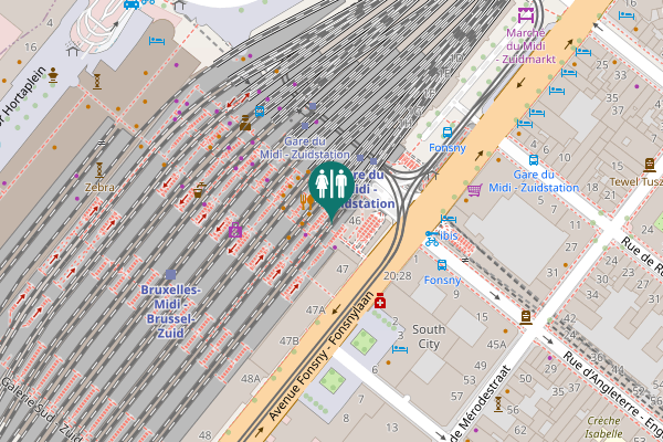 Map showing location of Avenue Fonsny - Fonsnylaan 46 Toilet