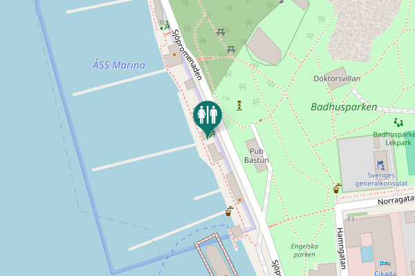 Map showing location of Sjöpromenaden Toilet