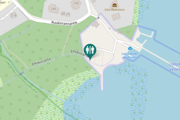 Map showing location of Elfvikinranta Toilet