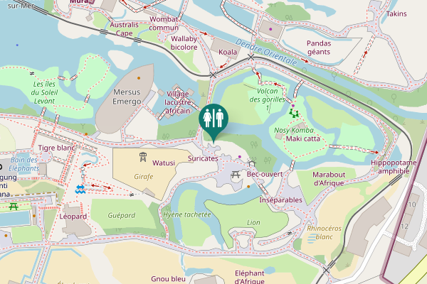Map showing location of Pont suspendu Toilet