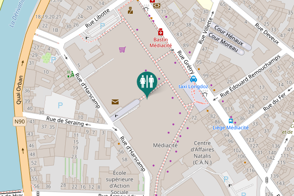 Map showing location of Liège Toilet
