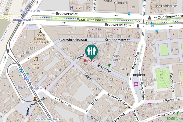 Map showing location of Verversrui 12 Toilet