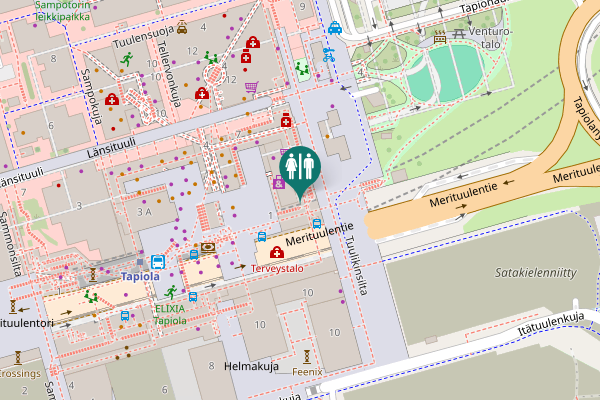 Map showing location of Kirjokannen raitti Toilet