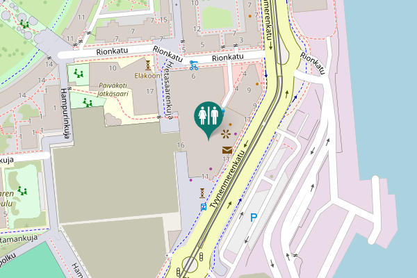 Map showing location of Tyynenmerenkatu 11 Toilet