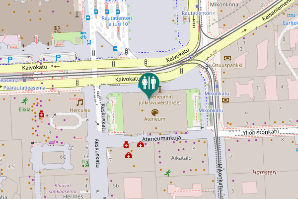Map showing location of Kaivokatu 2 Toilet