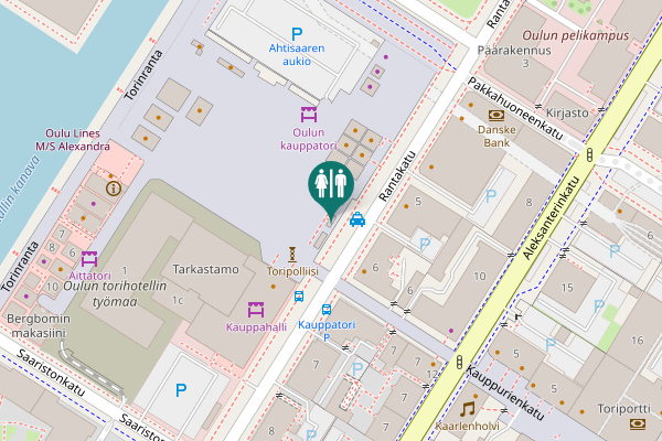 Map showing location of Oulun kauppatori Toilet