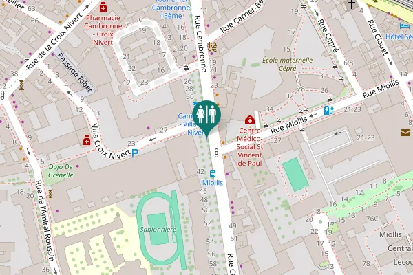 Map showing location of Rue Cambronne 33 Toilet
