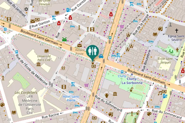Map showing location of Boulevard Saint-Germain 75 Toilet