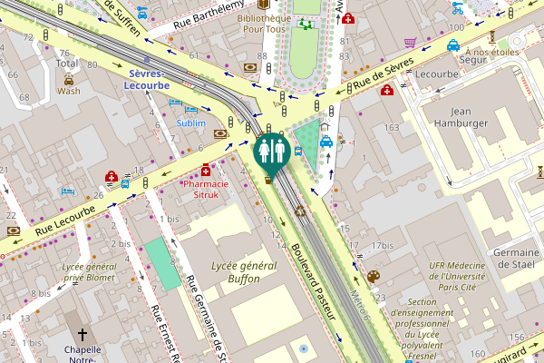 Map showing location of Boulevard Pasteur 8 Toilet