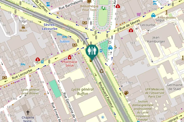 Map showing location of Boulevard Pasteur 8 Toilet