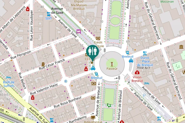 Map showing location of Place de Breteuil 4 Toilet