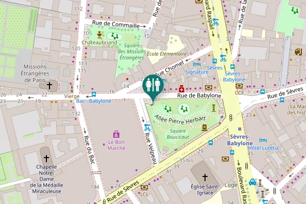 Map showing location of Allée Pierre Herbart Toilet