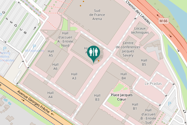 Map showing location of Avenue Georges Frêche Toilet