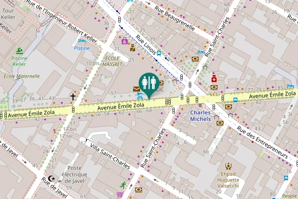 Map showing location of Avenue Émile Zola 68 Toilet