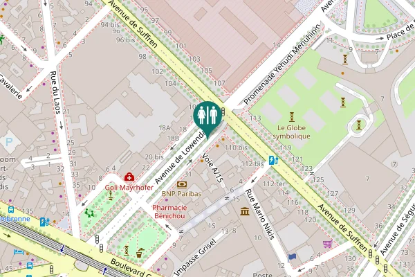 Map showing location of Avenue de Lowendal 27 bis Toilet
