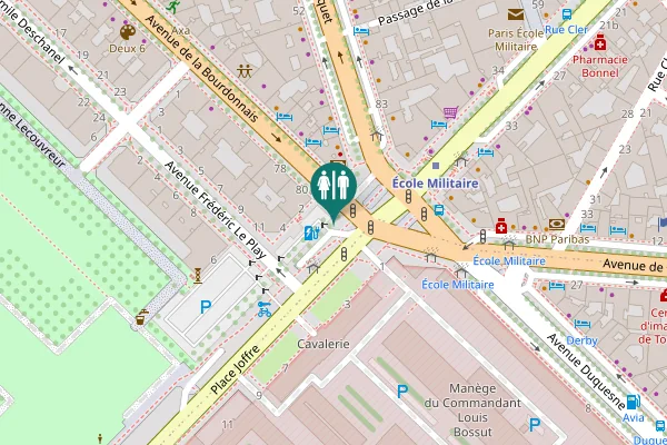 Map showing location of Avenue de la Bourdonnais 80 Toilet