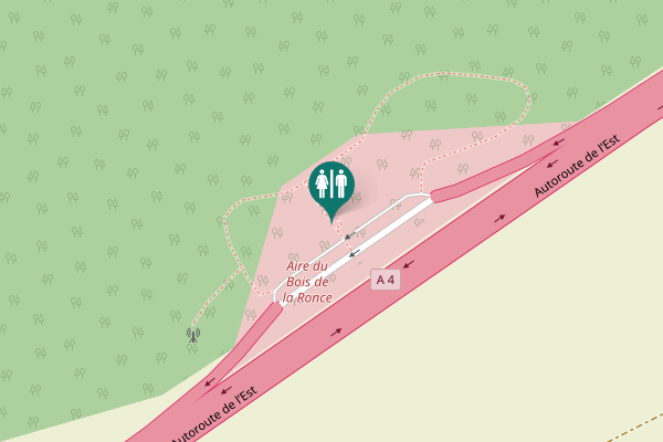 Map showing location of Autoroute de l’Est Toilet