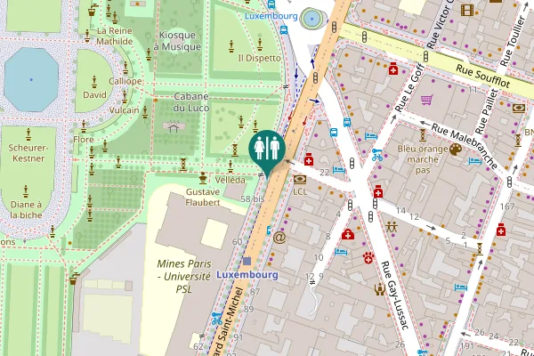 Map showing location of Boulevard Saint-Michel 60 Toilet