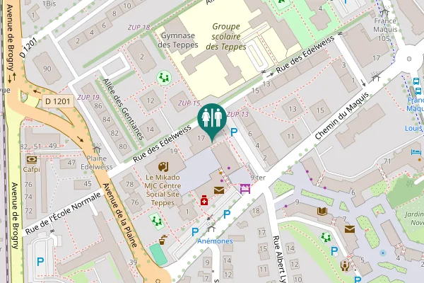 Map showing location of Rue des Edelweiss 17 Toilet